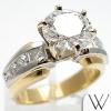 Guld / Platin Diamant Forlovelsesring - 1 sten, 2 karat