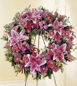 Standing Basket with pink Lily