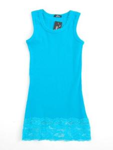 turkis ribtop med blonde